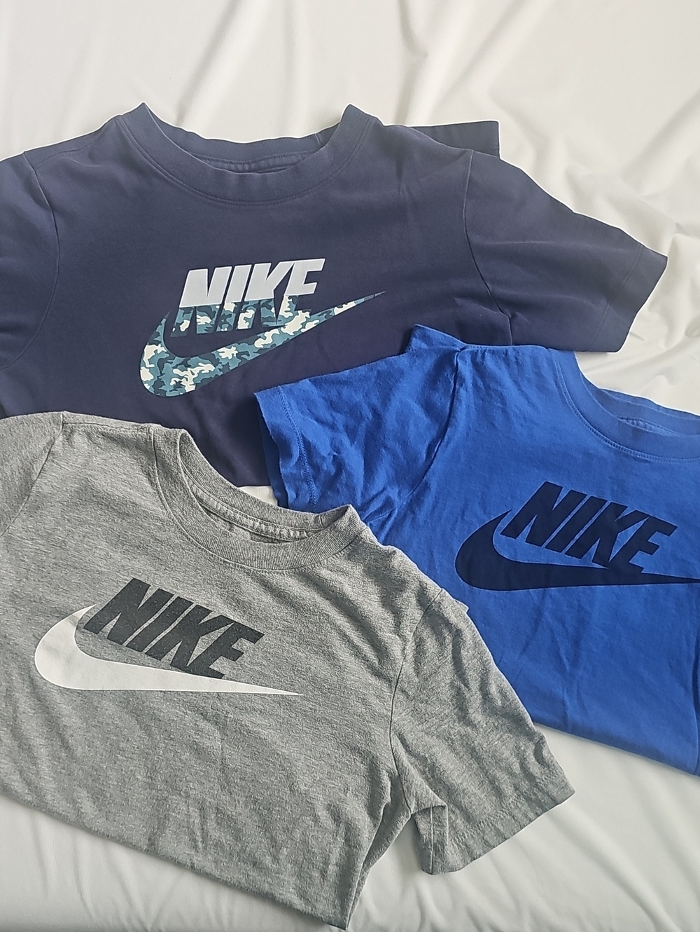 Nike Kids Short-Sleeve Logo Tees - Navy, Royal Blue & Gray